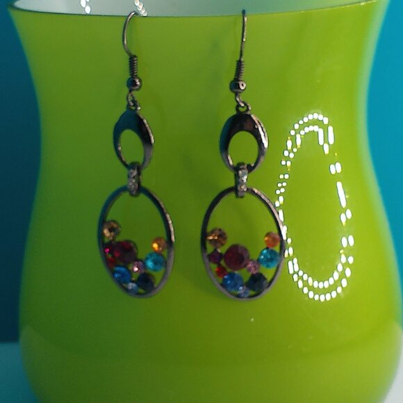 Seven colors rhinestone crystal dangle earrings - Picture 5 of 7